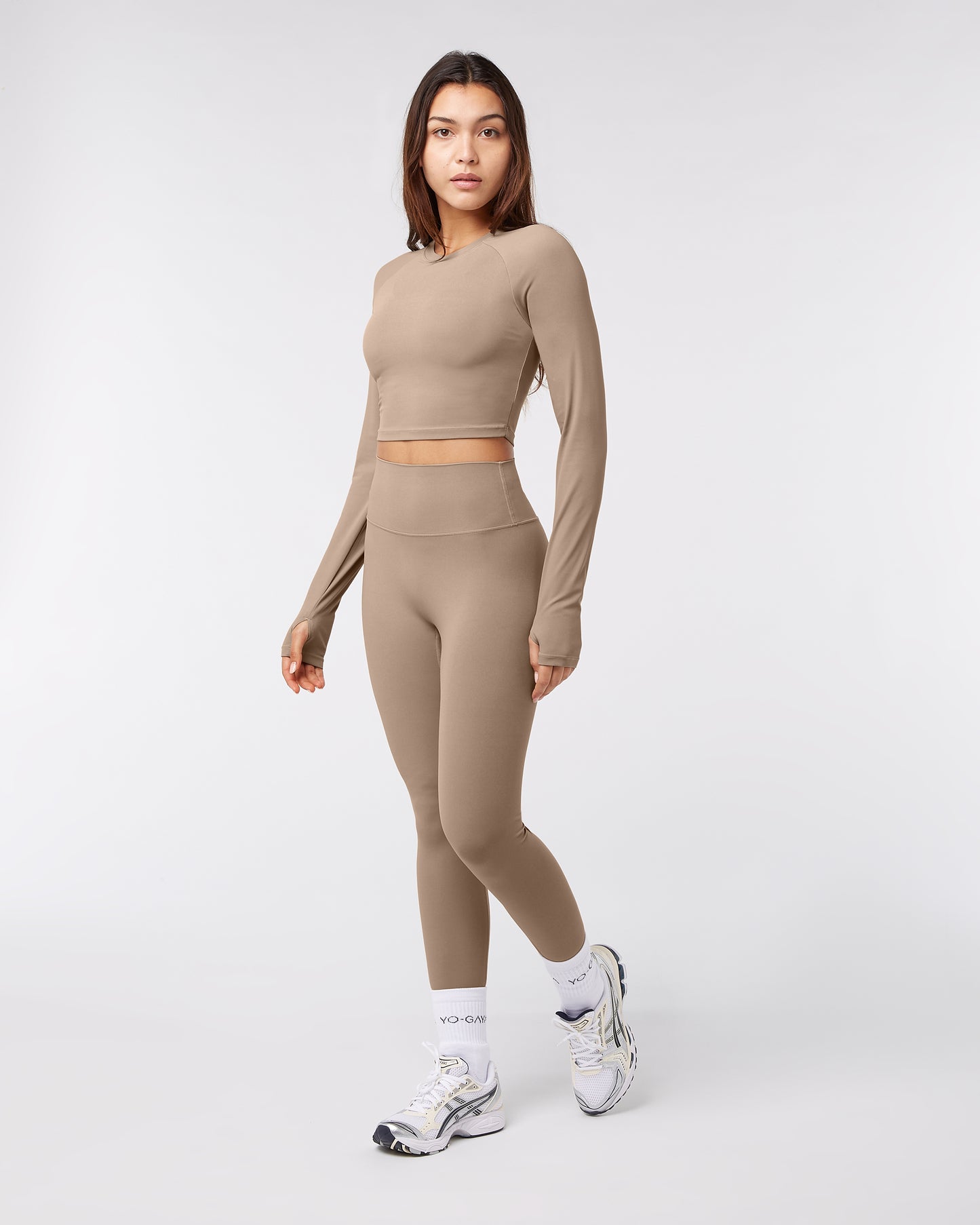 Long Sleeve Crop Top - Sandy Beige