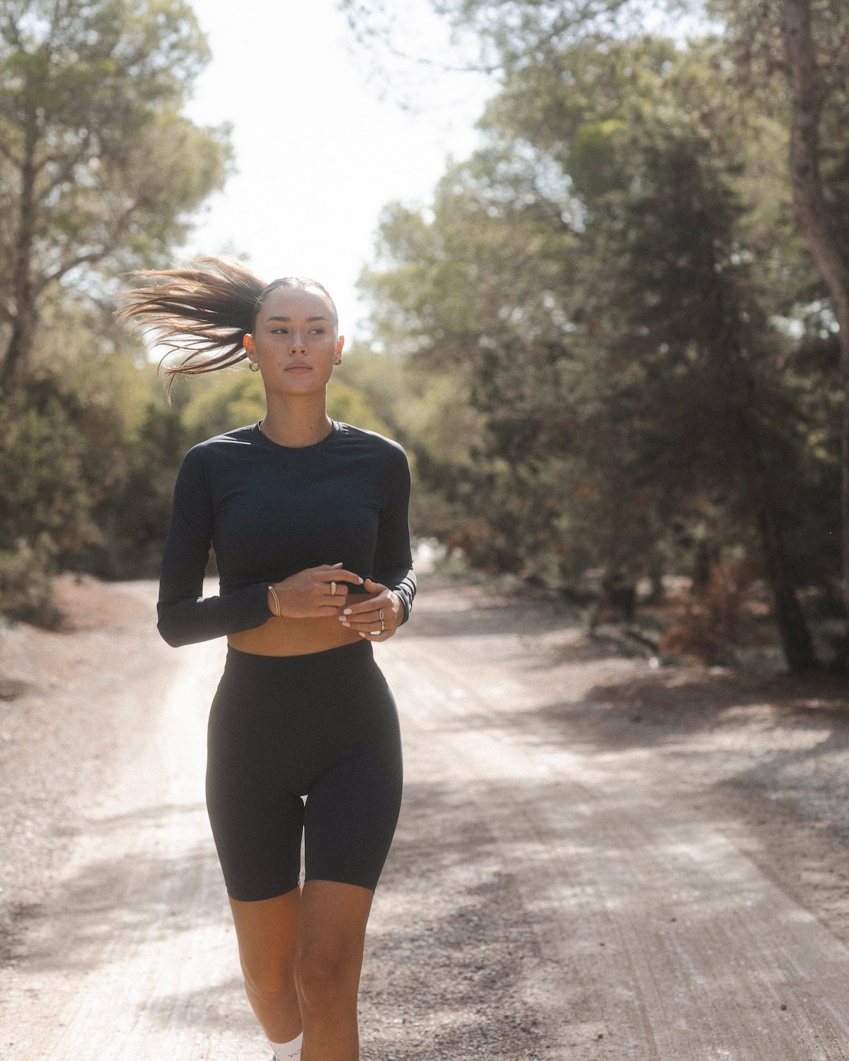 Long Sleeve Crop Top - Deep Ocean Blue