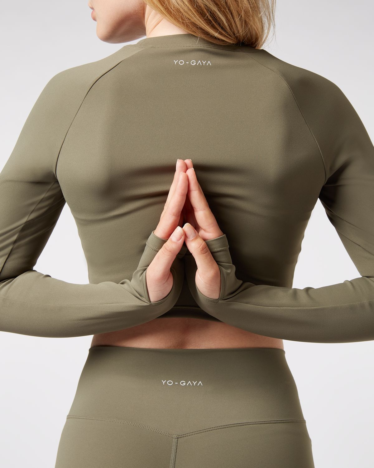 Long Sleeve Crop Top - Olive Green